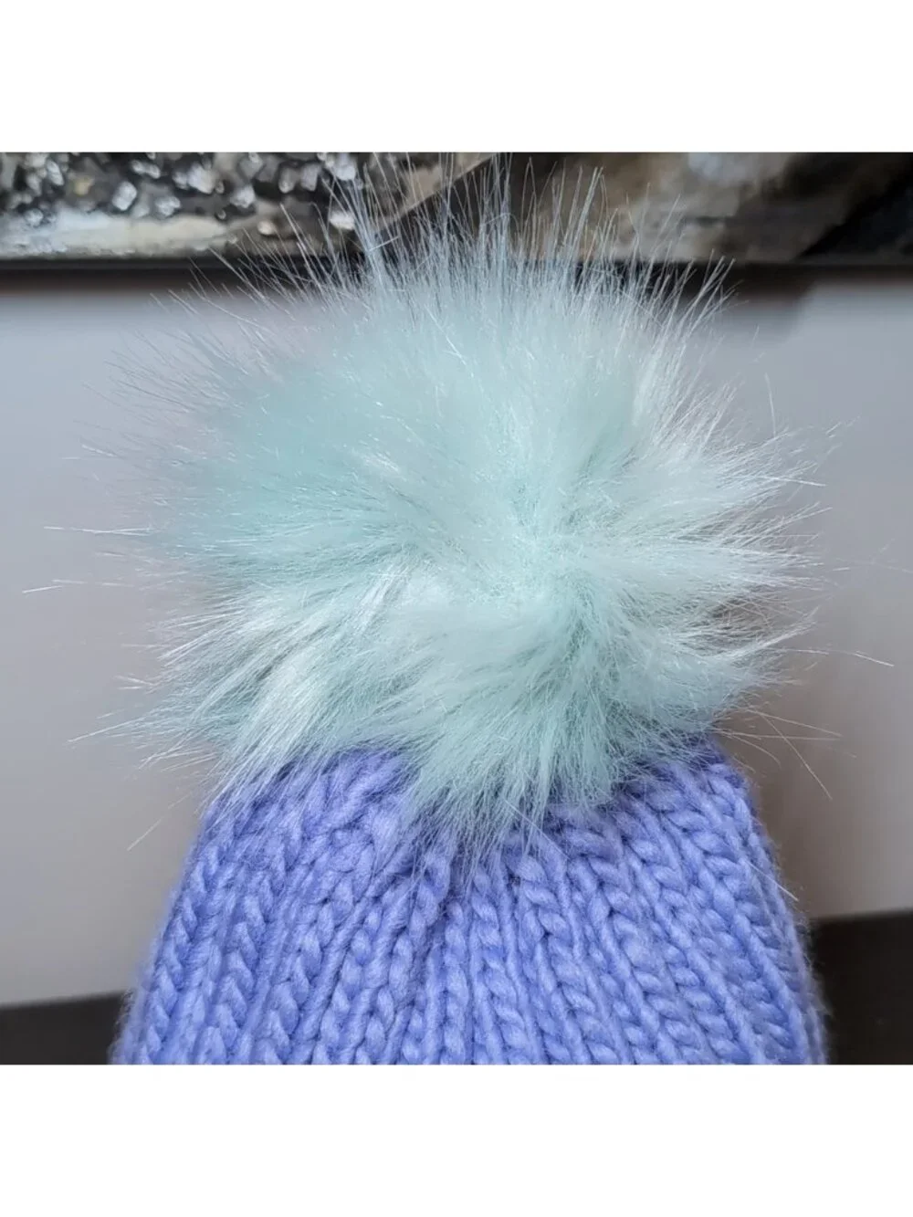 Mountain Warehouse Purple Knit Beanie Mint Faux Fur Pom Pom Winter Hat